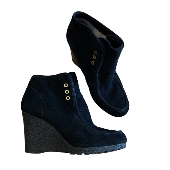Michael Kors Black Ankle Boots with Wedge and Soft suede leather Includes Laces - Picture 1 of 7